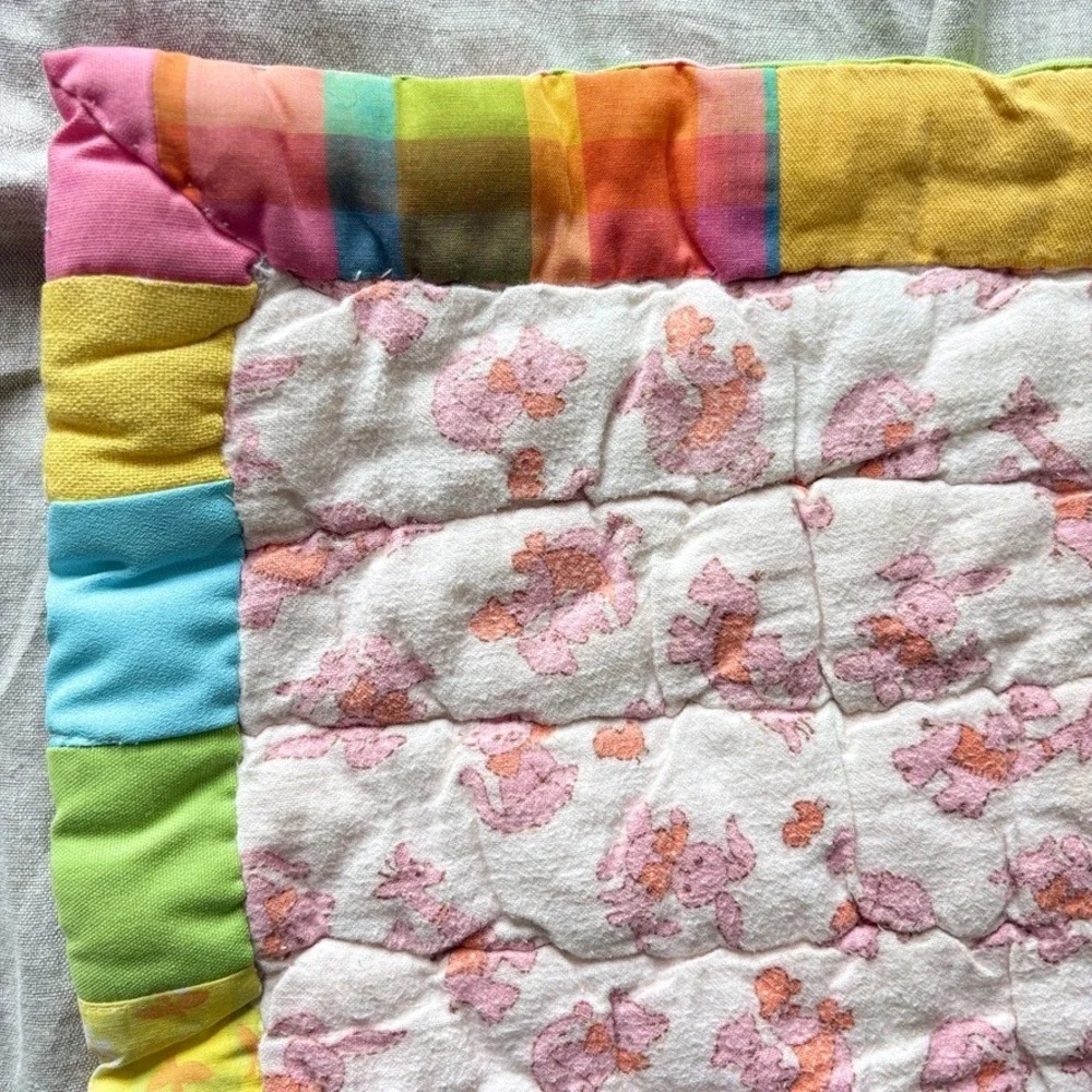 Vintage Handmade Patchwork Quilt Baby Toddler Play Mat Throw Blanket Twee Whimsy